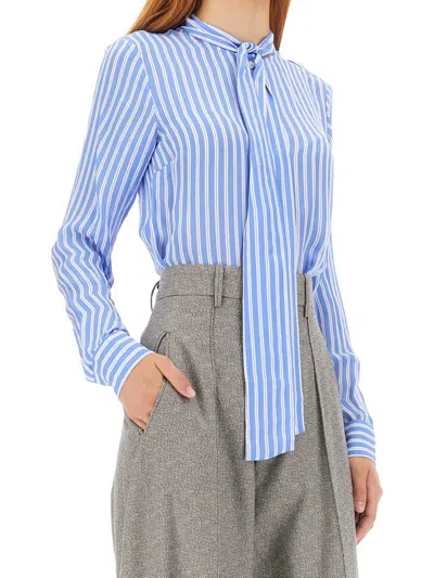 Shop Michael Kors Shirt With Bow In Azure