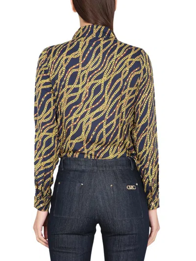 Michael Kors Multi Color Printed Shirt In Blue