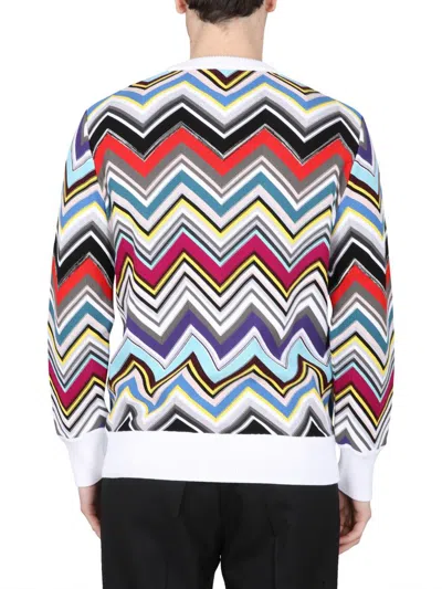 Shop Missoni Wool Crew Neck Sweater In Multicolour