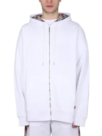 Shop Missoni Zipper Hoodie In White