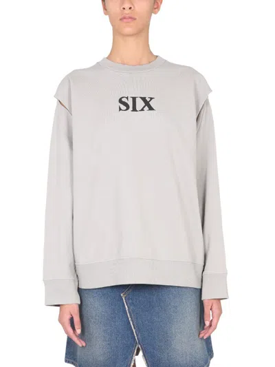 Shop Mm6 Maison Margiela Sweatshirt "six" In Grey