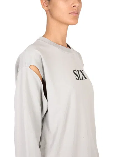 Shop Mm6 Maison Margiela Sweatshirt "six" In Grey