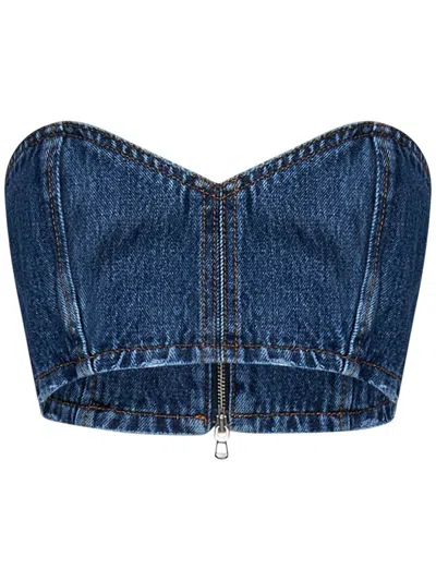 Monot Sweetheart Denim Bandeau In Blue