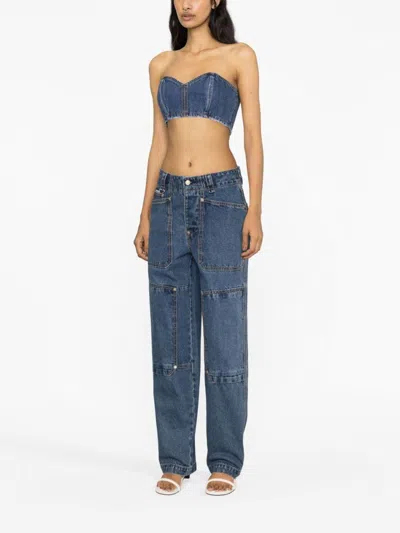 Monot Sweetheart Denim Bandeau In Blue