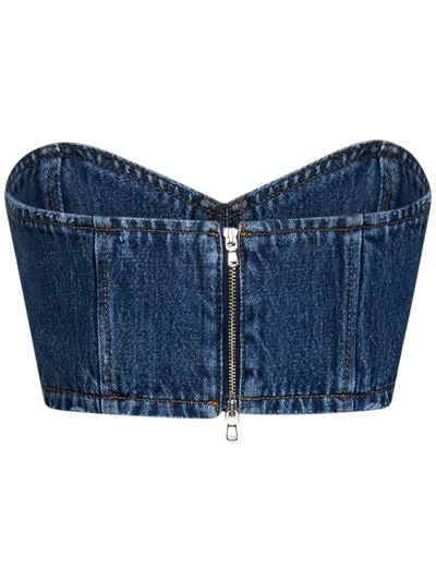 Monot Sweetheart Denim Bandeau In Blue