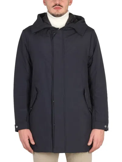 Moorer 'hooded Jacket With Adjustable Side Pockets' In Blue