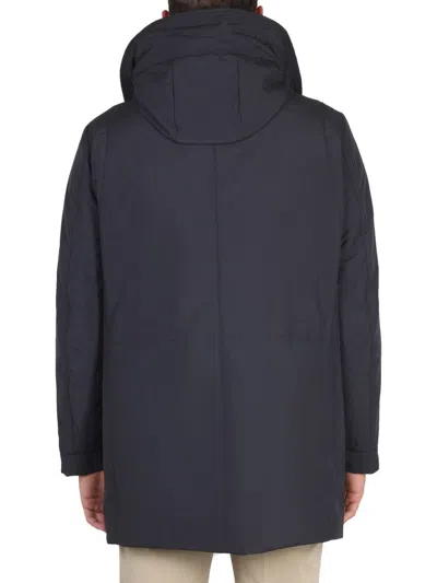 Moorer 'hooded Jacket With Adjustable Side Pockets' In Blue