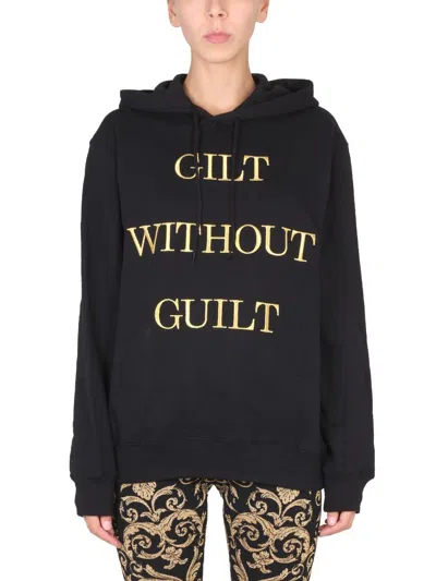 Shop Moschino "gilt Without Guilt" Sweatshirt In Black