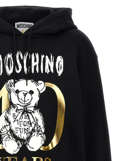 Shop Moschino 'teddy 40 Years Of Love' Hoodie In Black
