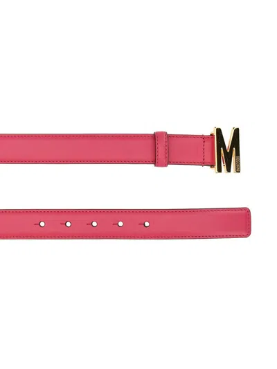 Shop Moschino Belt With Logo M In Fuchsia
