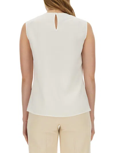 Moschino Blouse With Heart Applique And Subtle Keyhole Detail In White