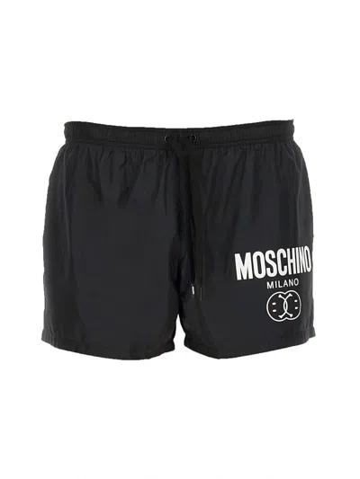 Shop Moschino Double Smile Swimsuit In Black