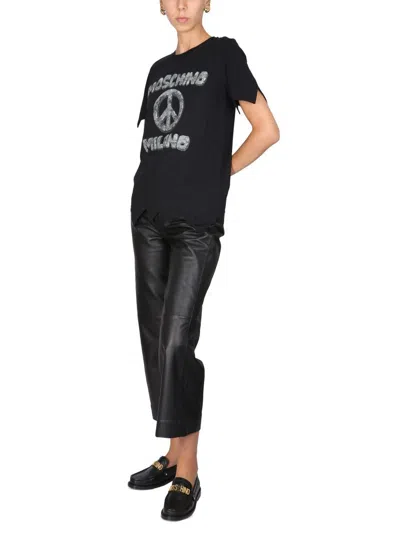 Shop Moschino Flinstones Print T-shirt In Black