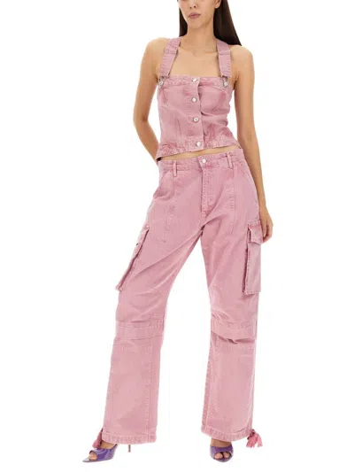 Shop Moschino Jeans Denim Top In Pink