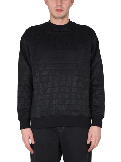 Shop Moschino Monogram Logo Sweatshirt In Black