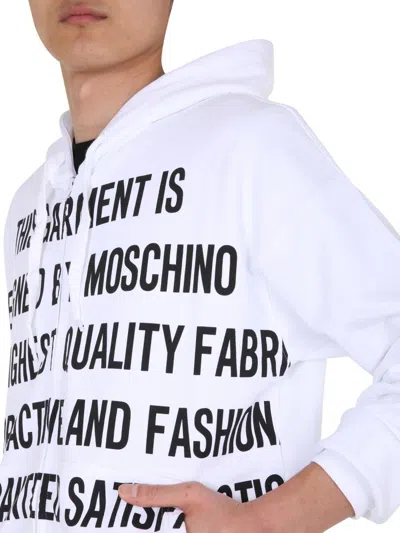 Shop Moschino Sweatshirt With Zip In White