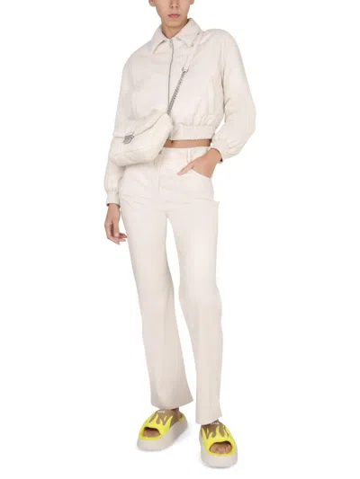 Shop Msgm High Waist Pants In Ivory