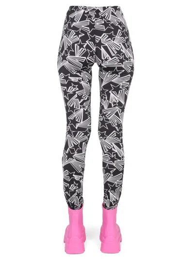 Shop Msgm Leggings With Print In Black