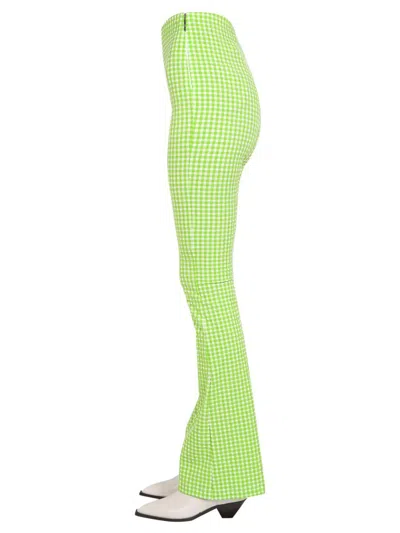 Msgm High Waist Plaid Pattern Pants In Green