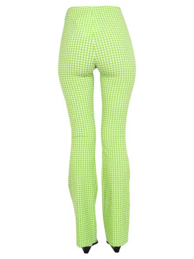 Msgm High Waist Plaid Pattern Pants In Green