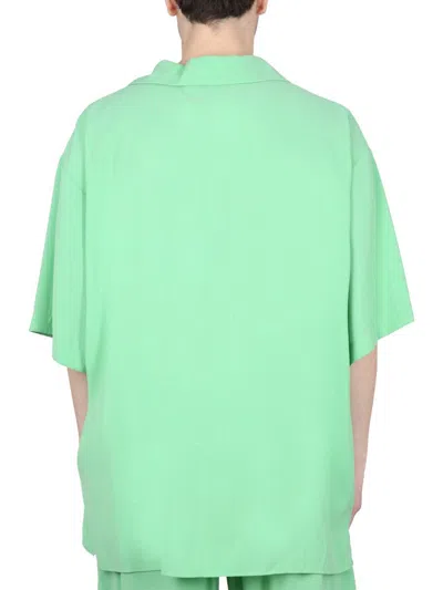 Shop Msgm Shirt With Logo In Green