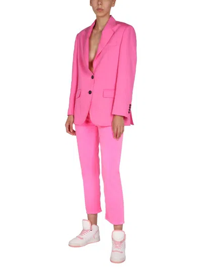 Msgm Single-breasted Jacket In Fuchsia