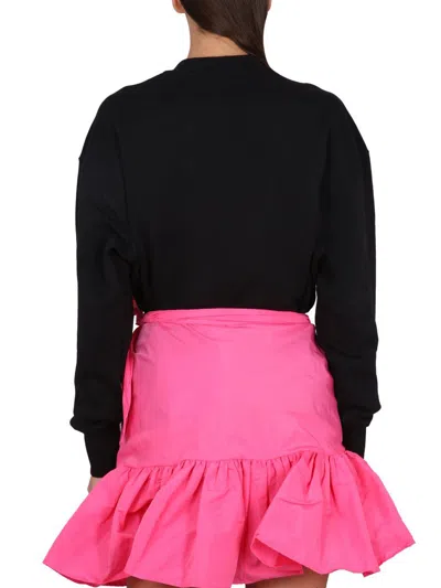 Msgm Logo Crew Neck Knitwear In Black