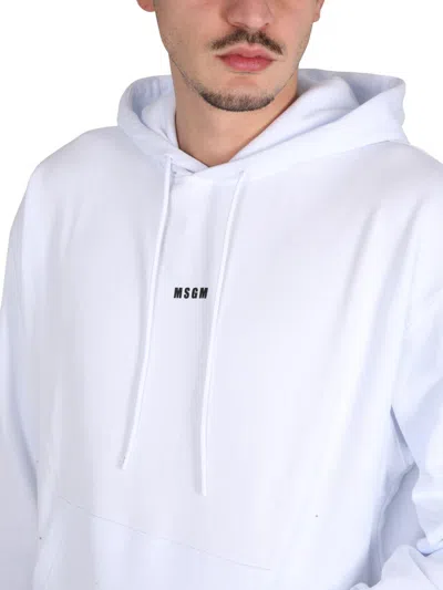 Shop Msgm Sweatshirt With Micro Logo In White