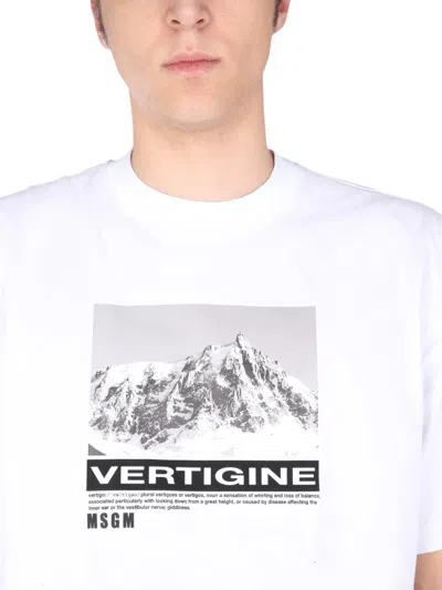 Shop Msgm T-shirt With Vertigo Print In White