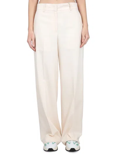 Shop Msgm Viscose Pants In Ivory