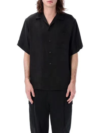 Shop Msgm Viscose Bowling Shirt In Black