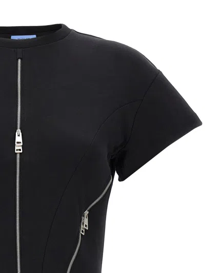 Shop Mugler 'zipped Jersey' Bodysuit In Black