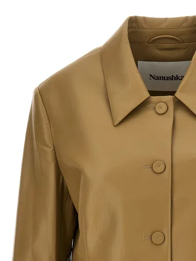 Shop Nanushka 'hadasa' Blazer In Beige