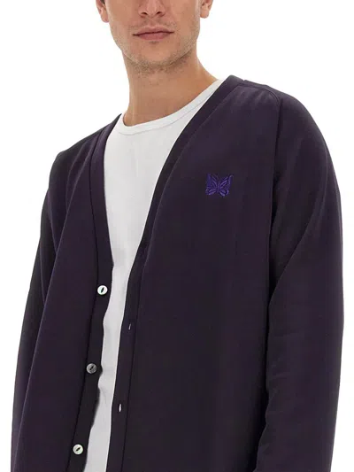 Shop Needles Cardigan With Logo In Purple