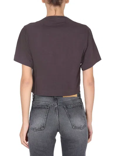 Off-white Cropped Fit T-shirt With Embroidered Logo In Grey