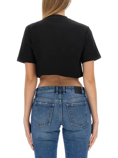 Shop Off-white Cropped T-shirt In Black