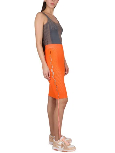 Shop Off-white Cut-out Skirt In Orange