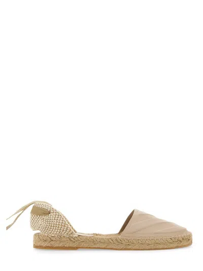Shop Off-white Leather Espadrille In Beige