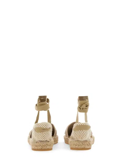 Shop Off-white Leather Espadrille In Beige