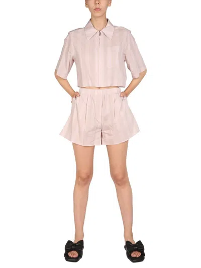 Off-white Striped Pattern Shorts In Pink
