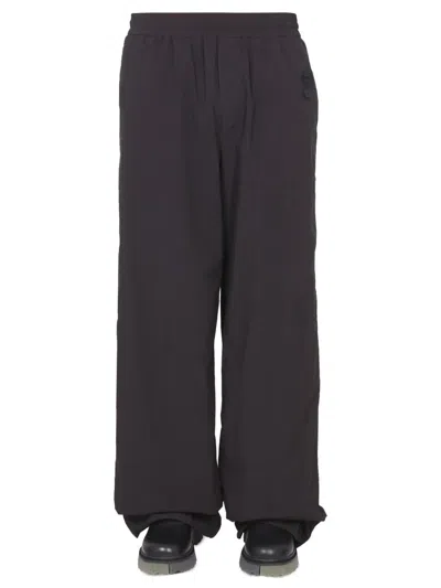 Off-white Wide Leg Trousers With Elastic Waistband In Black