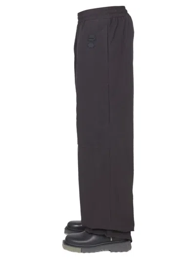 Off-white Wide Leg Trousers With Elastic Waistband In Black