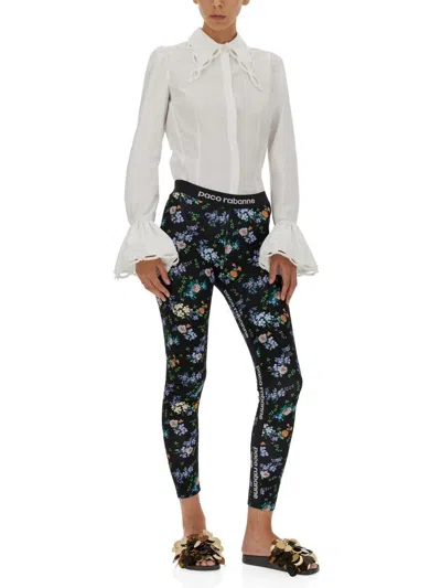 Shop Rabanne Paco  Leggings With Logoed Band In Multicolour