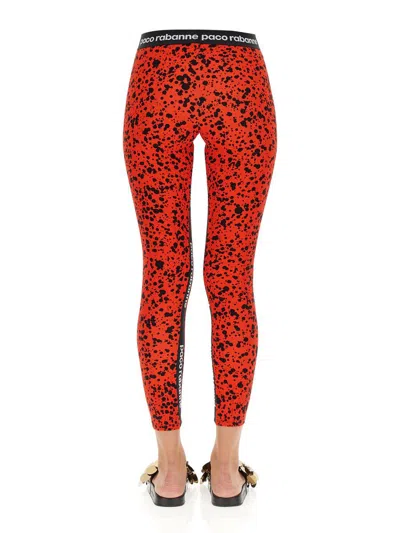 Shop Rabanne Paco  Leggings With Logoed Band In Red