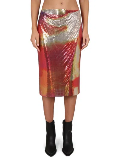 Shop Rabanne Paco  Midi Skirt In Multicolour