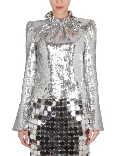Rabanne Sequined Top In Silver