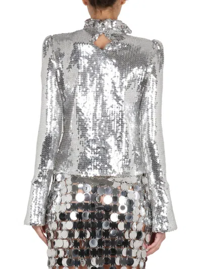 Rabanne Sequined Top In Silver
