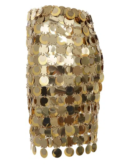 Shop Rabanne Paco  The Gold Sparkle Discs Mini Skirt In Golden