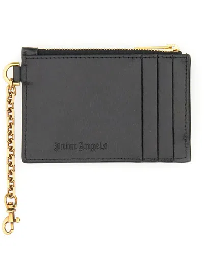Shop Palm Angels Card Holder With Chain "palm Beach" In Black