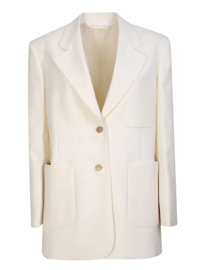 Shop Palm Angels Blazer With Knit Detail In White